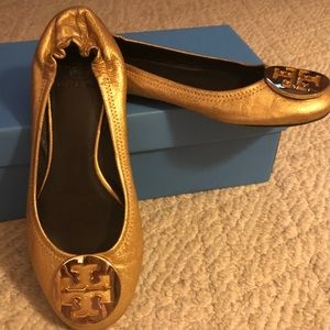 Tory Burch gold flats size 8
